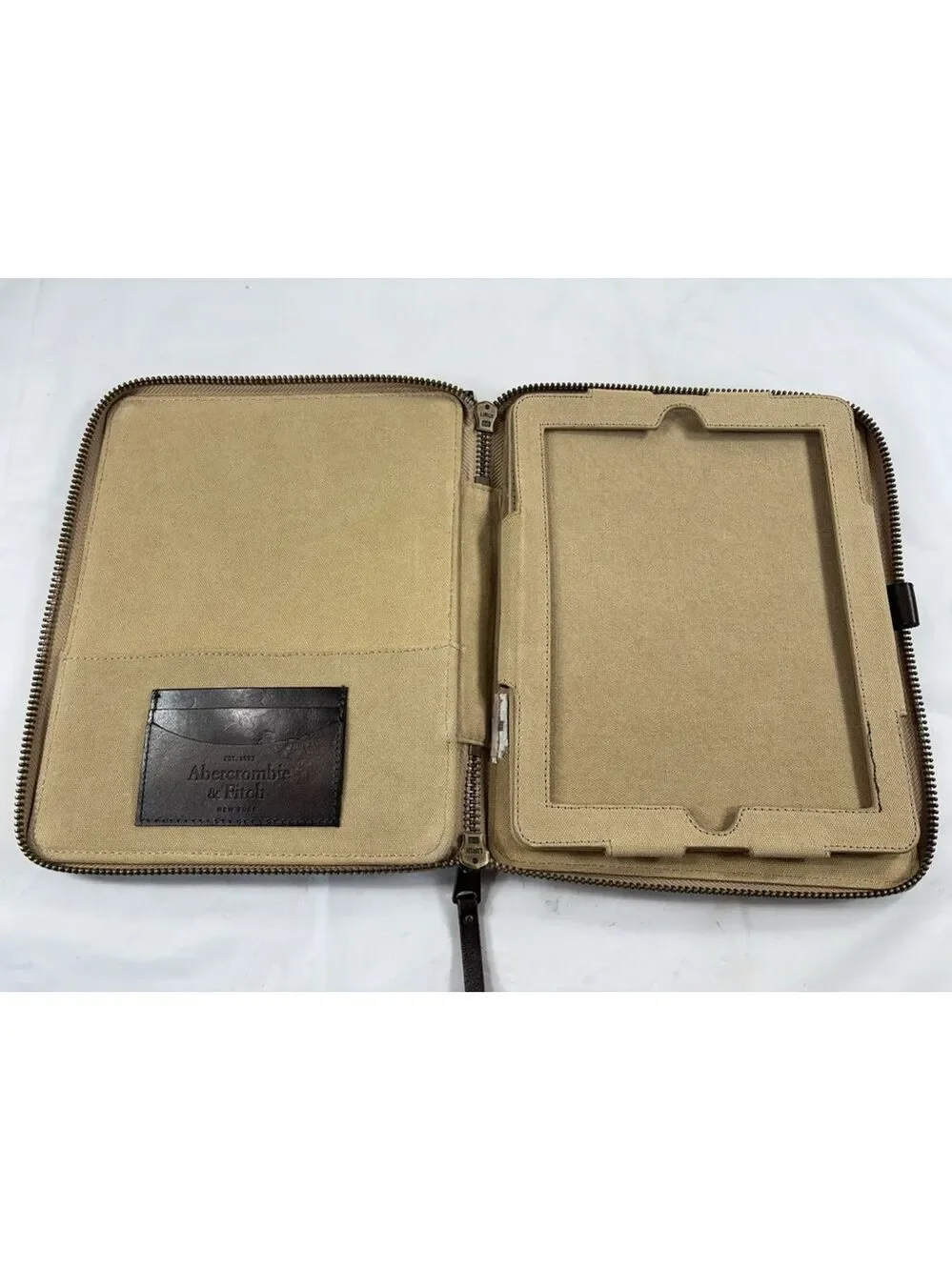 ABERCROMBIE & FITCH TABLET CASE IPAD ZIP CASE leather and canvas